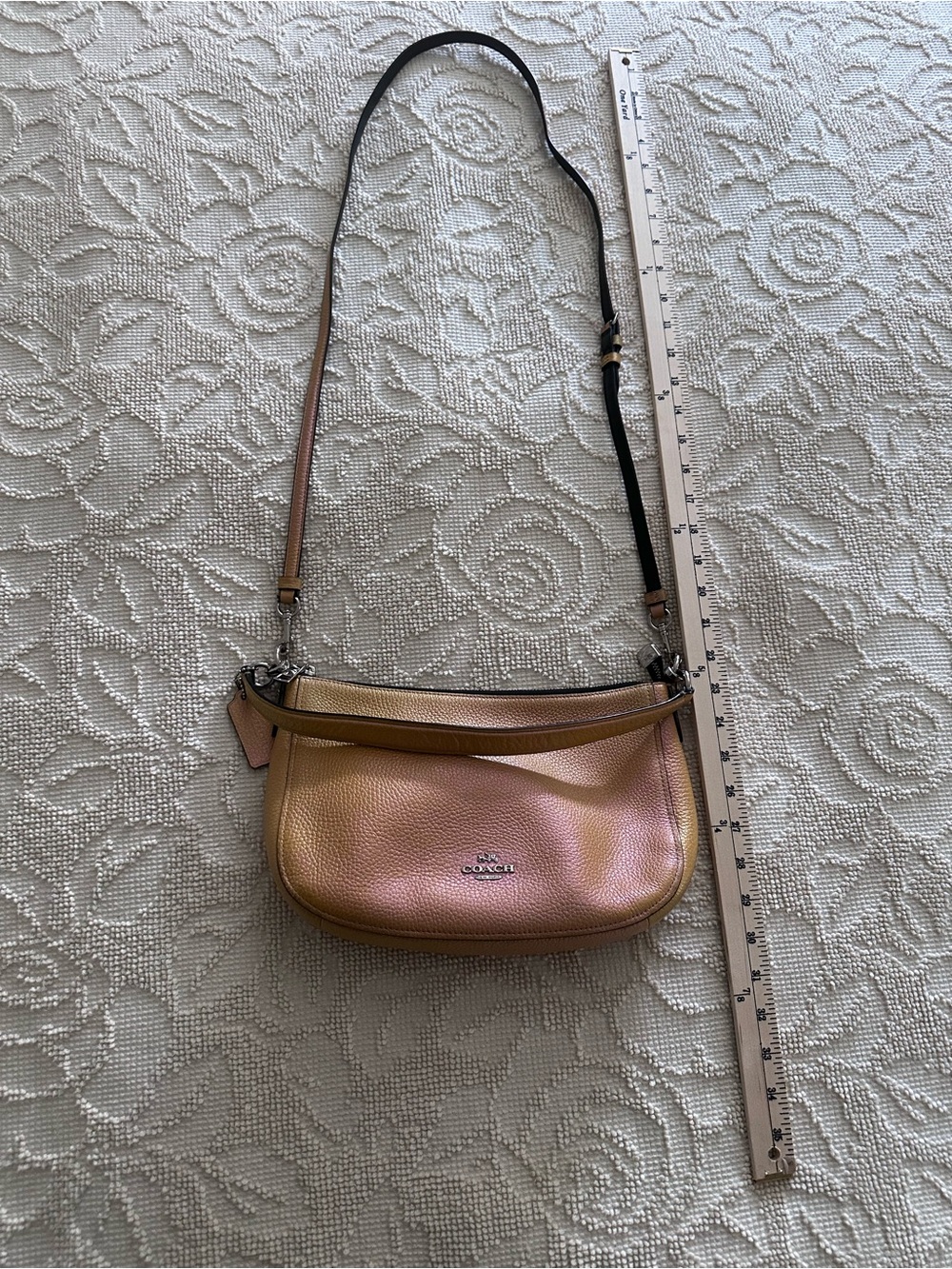 Coach Leather Iredescent Pearlescent Hologram Gold-Pink Chelsea Crossbody Purse - Picture 4 of 16
